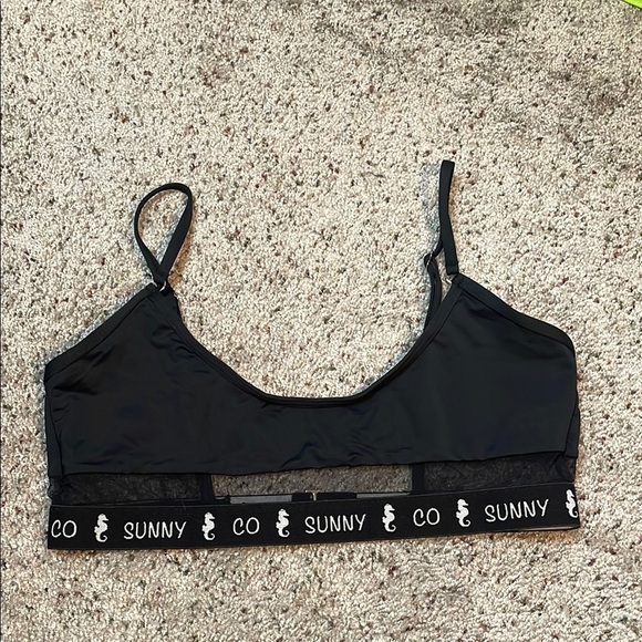 Sunny Co. Woman’s Black‎ Mesh Bikini Top Size XL - Picture 1 of 5